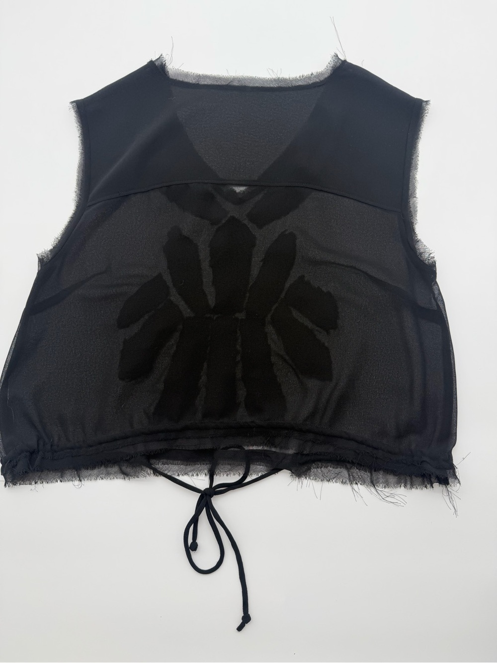 Free People Black Sheer Cropped Tank with Burnout Floral